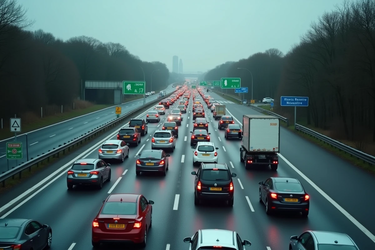 Embouteillage monstre sur l'autoroute menant à Rennes suite à un accident bloquant la circulation