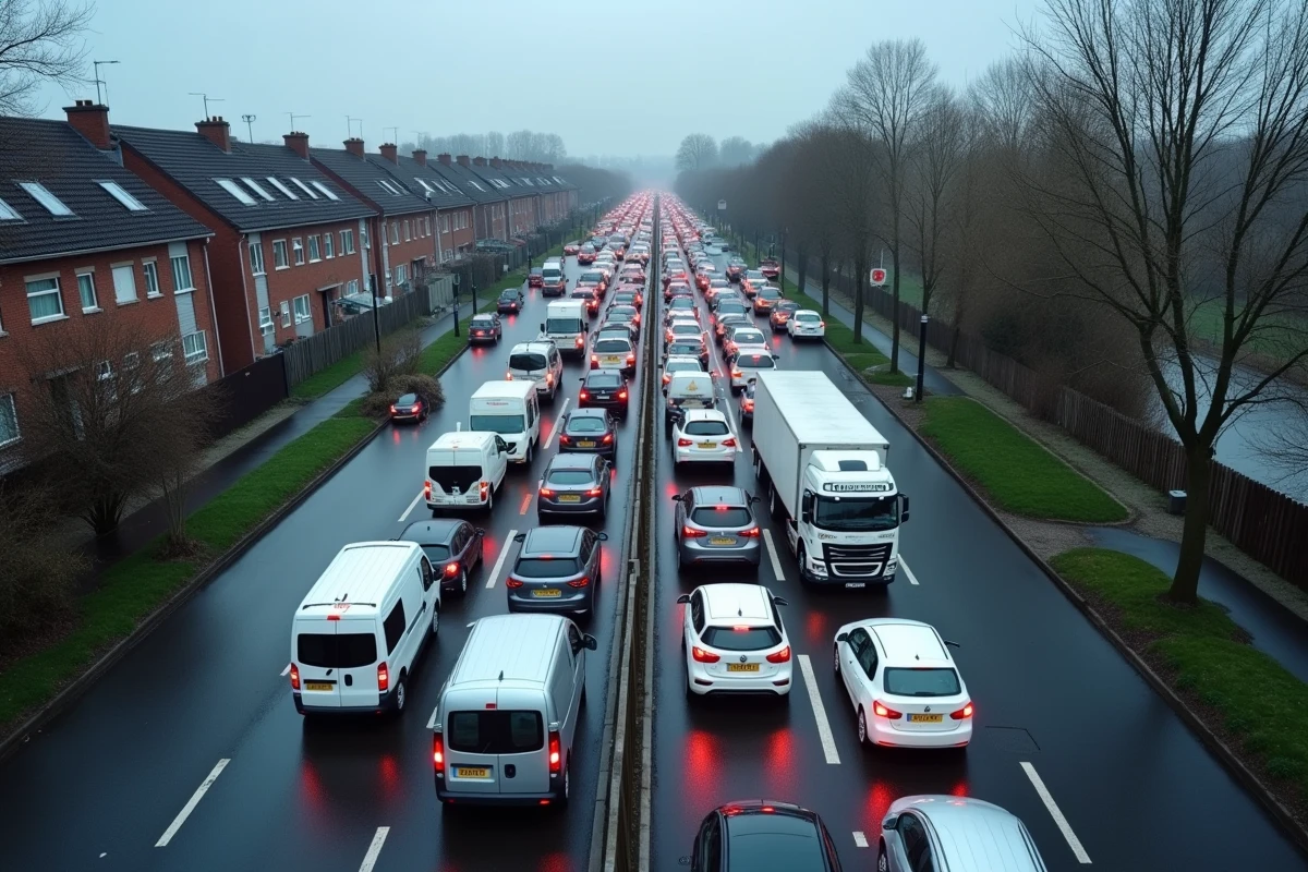 Embouteillage important aux abords de Lille dans le Nord à cause d'une route fermée suite à un accident