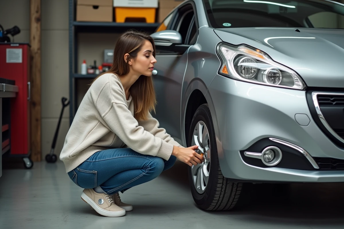Jeune femme en jeans changeant l