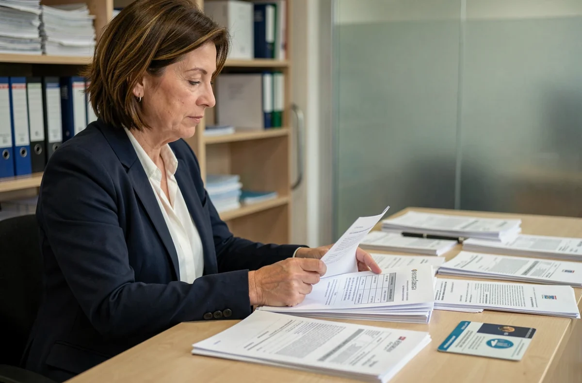 Femme complétant les formalités pour une plaque TR dans un bureau de préfecture en France