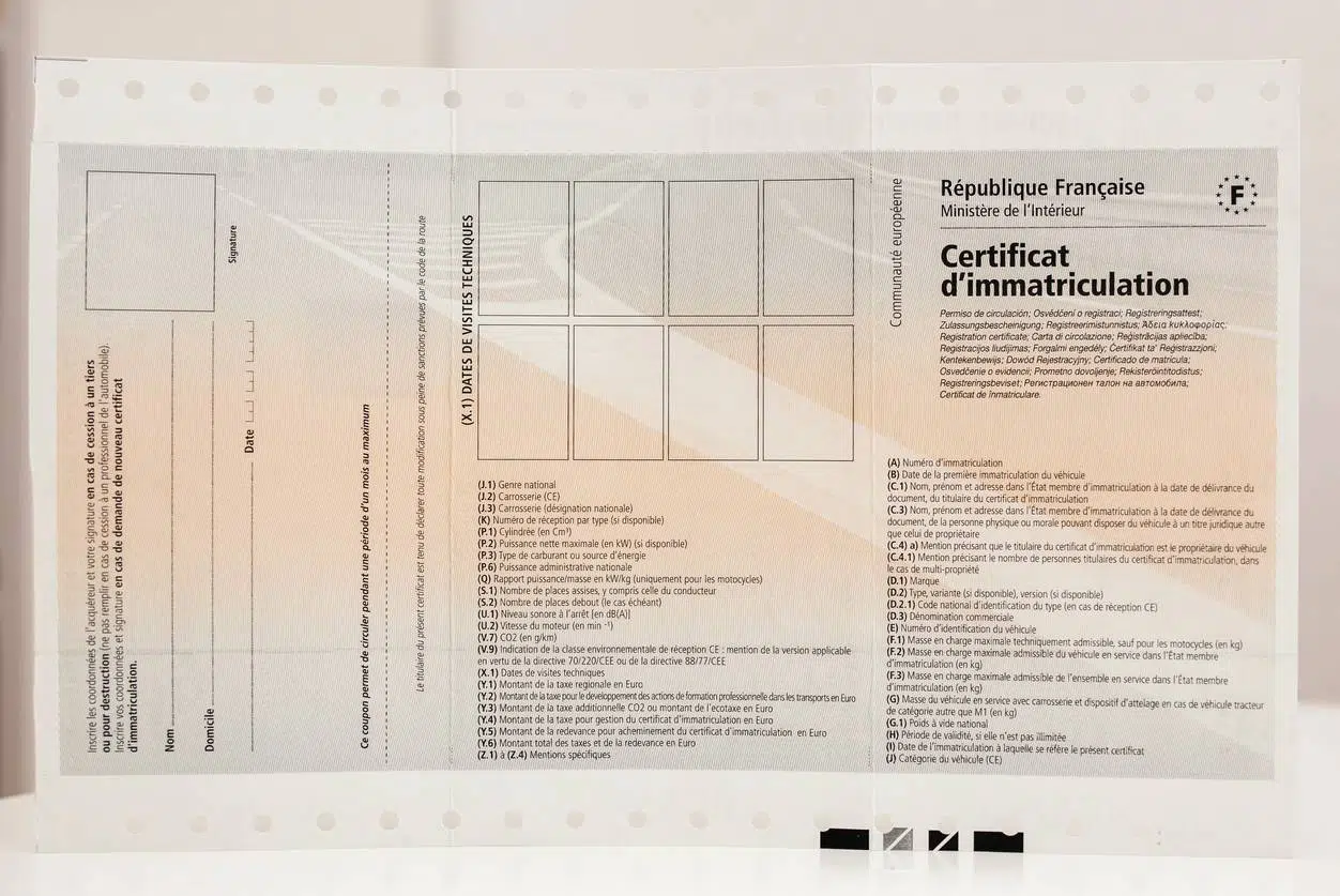 Carte grise certificat d'immatriculation