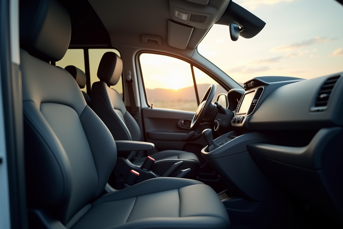 Intérieur spacieux du Peugeot Partner Tepee avec tableau de bord