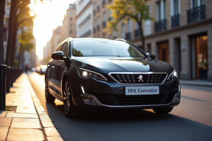 Voiture Peugeot 308 GT extérieure sur une rue urbaine en journée